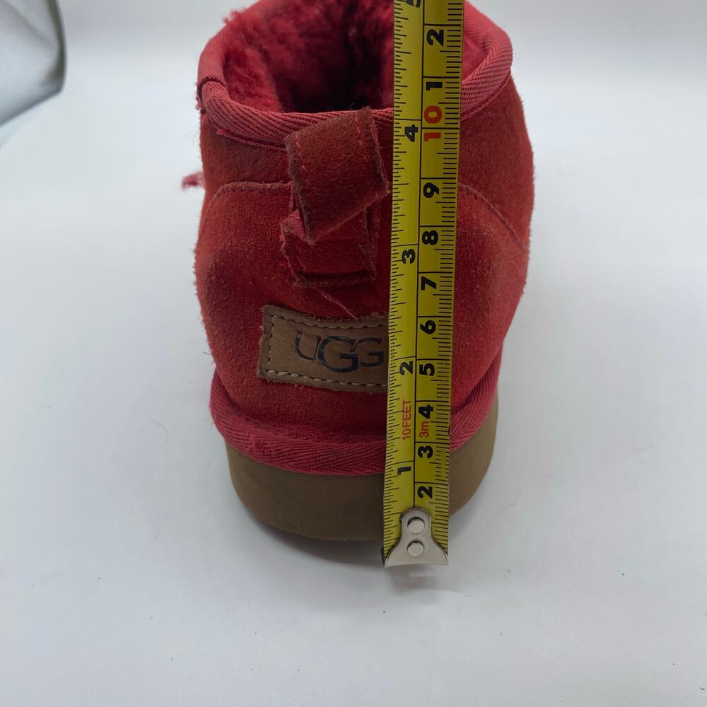 UGG Ultra Mini Red Classic Booties Leather Ankle Boots Winter Women's size 9 - Picture 11 of 11
